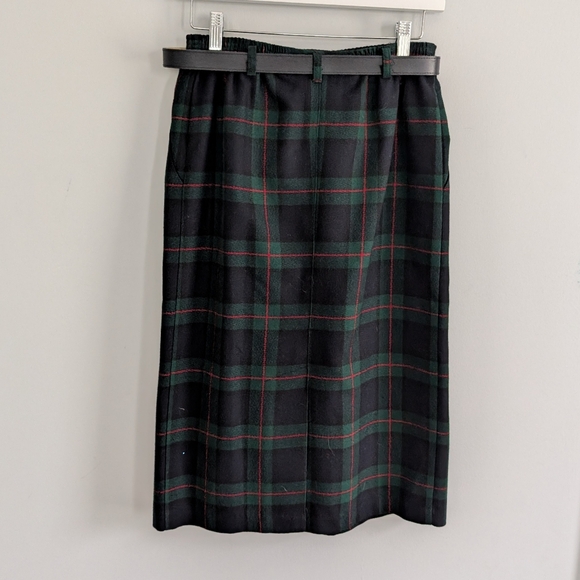Women's Alfred Dunner Plaid Pencil Skirt Belted 10 USA Secretary Business - Picture 2 of 5